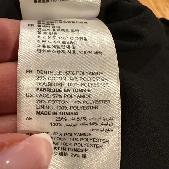 Sandro Red Blue Lace 2 Piece Long Sleeve Lined Pencil MIDI Skirt Set Size 3 US 8 - Picture 8 of 11